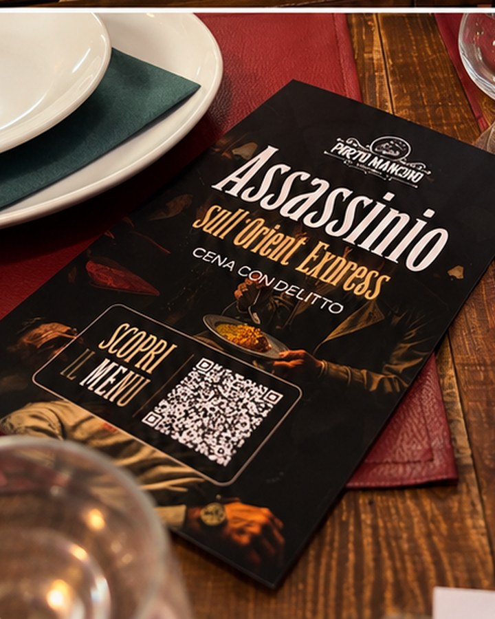 Il menù segnaposto della cena con delitto